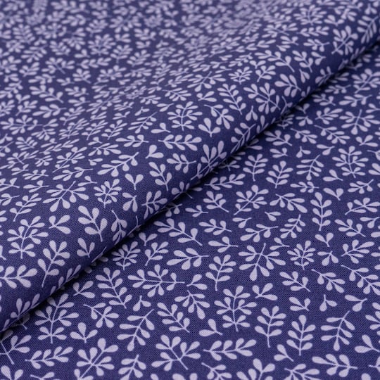 SINGER Purple Leaves Cotton Fabric
